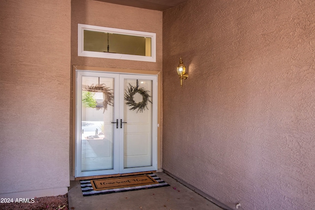 property entrance with french doors