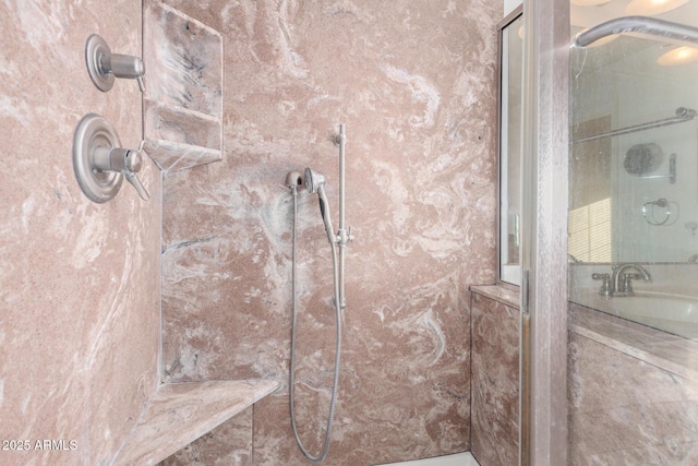 full bathroom with a shower with door