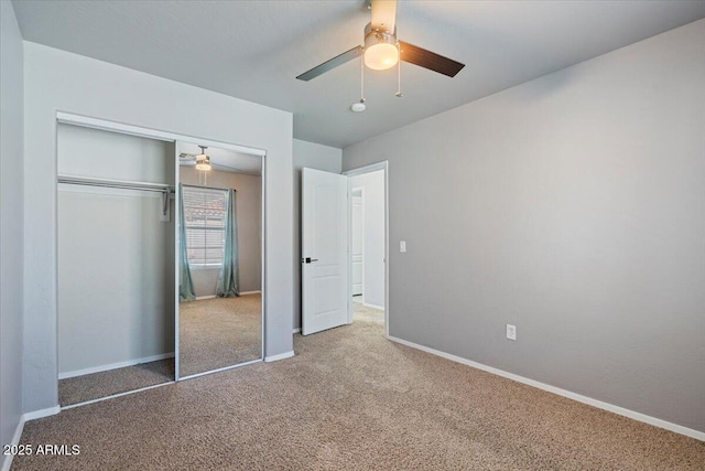 421 W Mountain Sage Dr, Phoenix, AZ 85045 - unfurnished bedroom with carpet floors, a closet, baseboards, and a ceiling fan