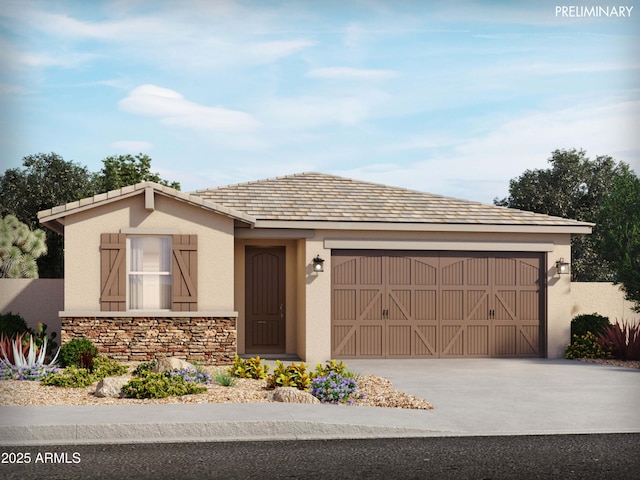 ranch-style home featuring a garage