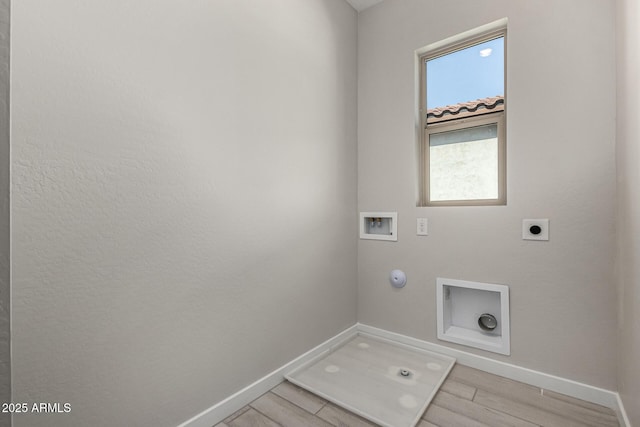 9366 E Sequence Ave, Mesa, AZ 85212 - washroom with electric dryer hookup, washer hookup, light wood finished floors, and gas dryer hookup
