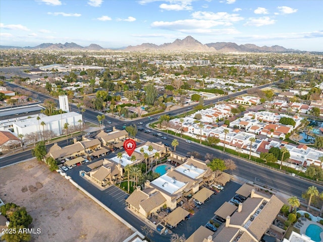 aerial view with a mountain view