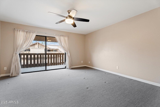 carpeted empty room with ceiling fan