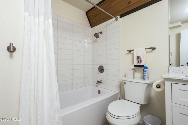 full bathroom featuring vanity, toilet, and shower / bath combo