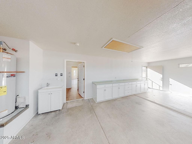 garage featuring water heater