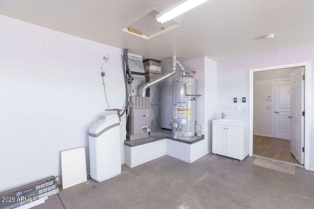 utilities with heating unit and gas water heater