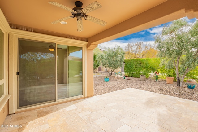 view of patio / terrace featuring ceiling fan