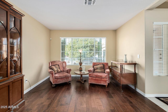 sitting room featuring dark hardwood / wood-style floors