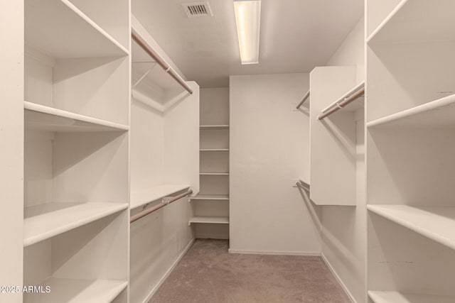 walk in closet featuring carpet floors