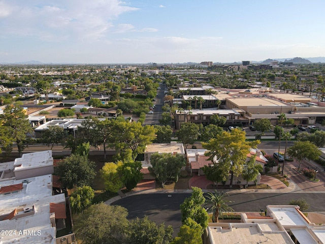 drone / aerial view featuring a mountain view