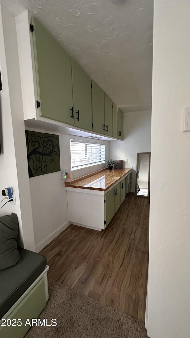 kitchen with green cabinets