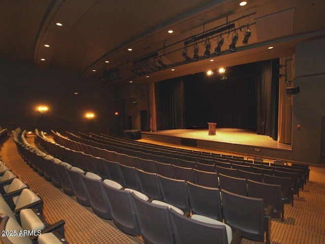 view of carpeted home theater