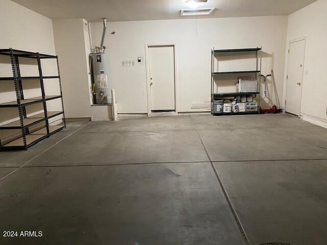 garage with gas water heater