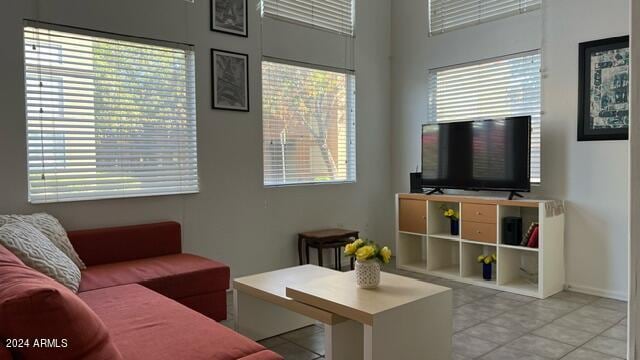 view of tiled living room