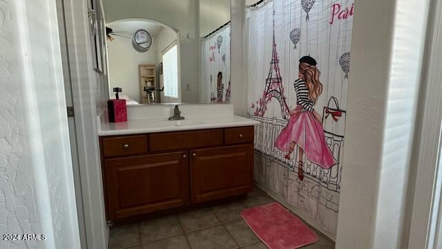 bathroom featuring vanity and tile patterned flooring