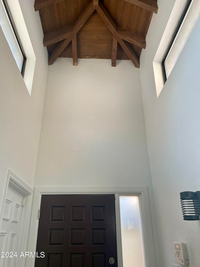 room details with beamed ceiling and wooden ceiling