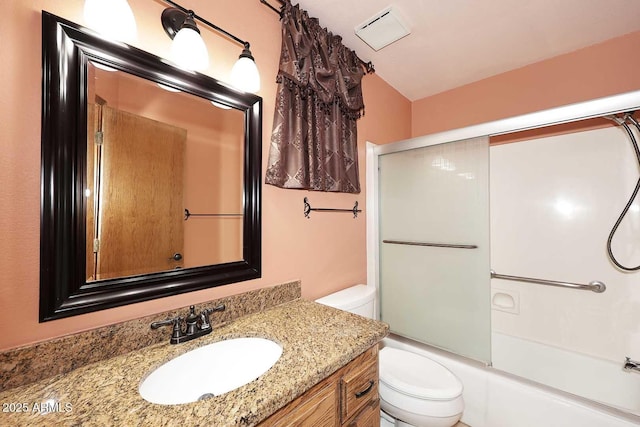 11215 N Garland Cir, Fountain Hills, AZ 85268 - full bath with enclosed tub / shower combo, toilet, visible vents, and vanity