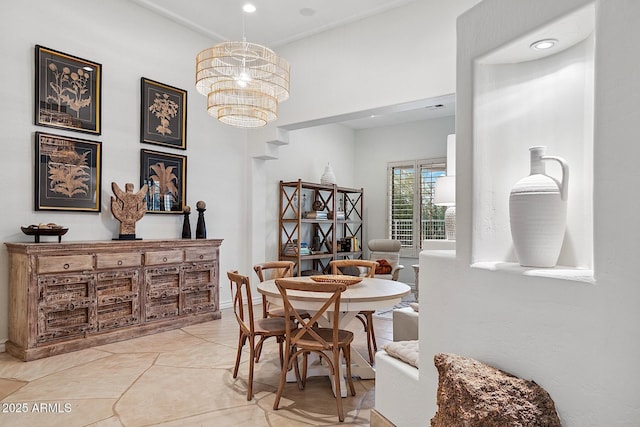 dining space with a chandelier