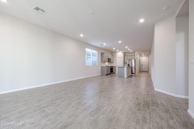 unfurnished living room featuring light hardwood / wood-style flooring