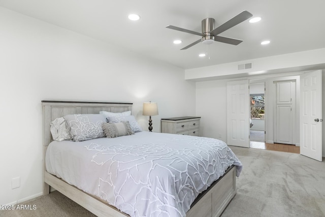 3204 N Jay St, Chandler, AZ 85225 - bedroom with carpet flooring, recessed lighting, and a ceiling fan
