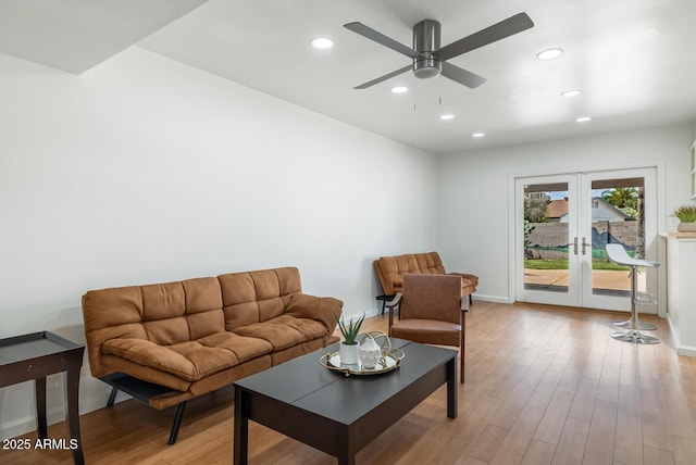 3204 N Jay St, Chandler, AZ 85225 - living room with recessed lighting, ceiling fan, light wood finished floors, and french doors