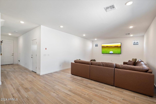 living room featuring light wood-type flooring