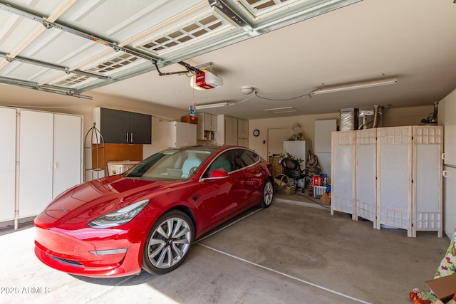 garage with a garage door opener