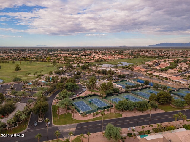 birds eye view of property featuring a residential view and a mountain view