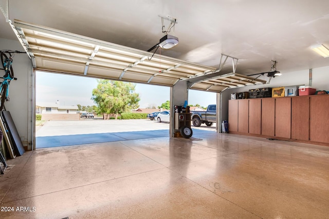 garage with a garage door opener