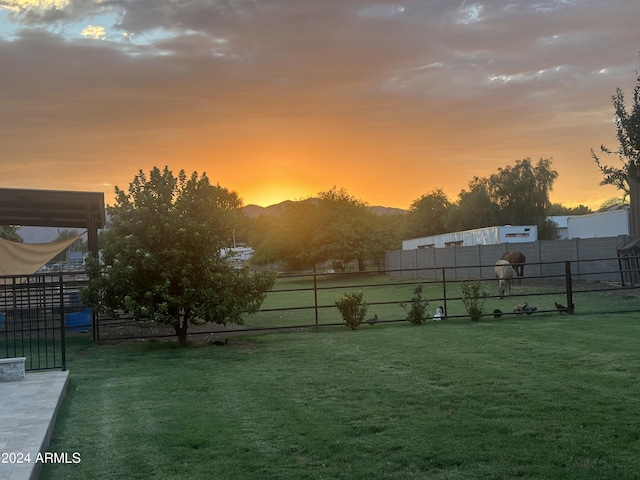 view of yard at dusk