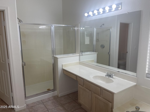 11109 W Amelia Ave, Avondale, AZ 85392 - bathroom featuring a shower stall, vanity, and tile patterned floors