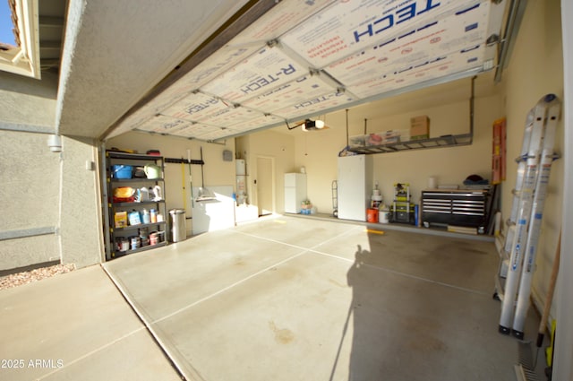 garage with a garage door opener