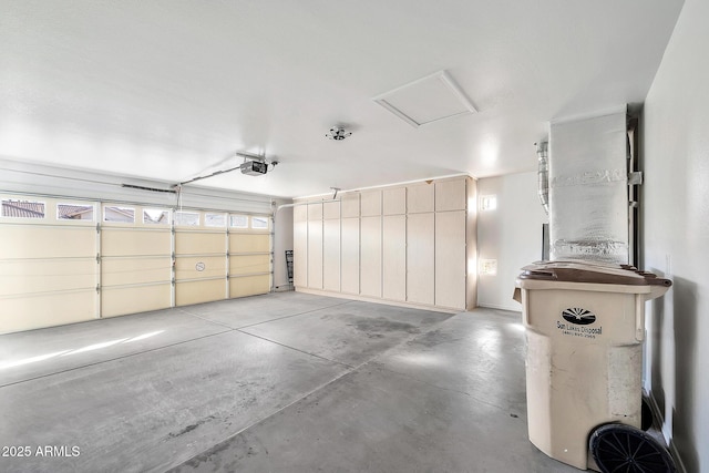 garage with a garage door opener