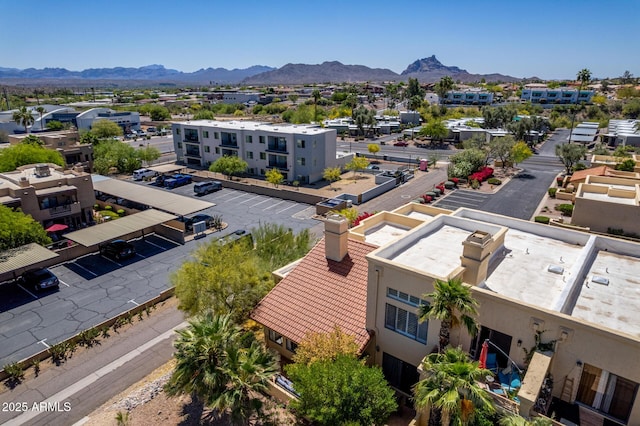 bird's eye view featuring a mountain view and a residential view