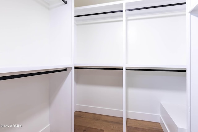 walk in closet featuring wood-type flooring