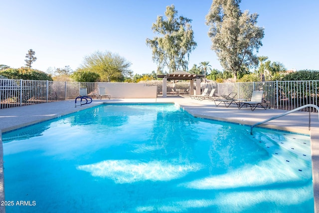 view of pool with a patio and a gazebo