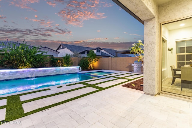 2316 E Canary Dr, Gilbert, AZ 85297 - view of pool featuring a patio area, a fenced backyard, and a pool with connected hot tub