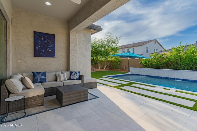 2316 E Canary Dr, Gilbert, AZ 85297 - fenced backyard featuring an outdoor hangout area and a patio
