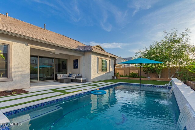 2316 E Canary Dr, Gilbert, AZ 85297 - view of swimming pool featuring an outdoor hangout area, a fenced backyard, and a patio area