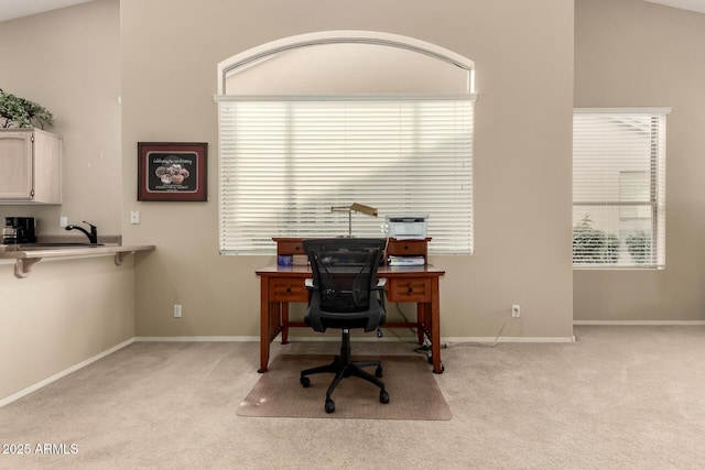 office featuring light carpet