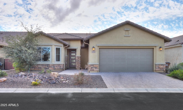 view of front of property with a garage