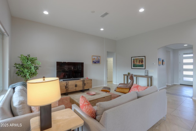 view of tiled living room