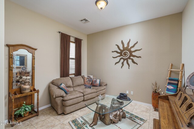 view of tiled living room