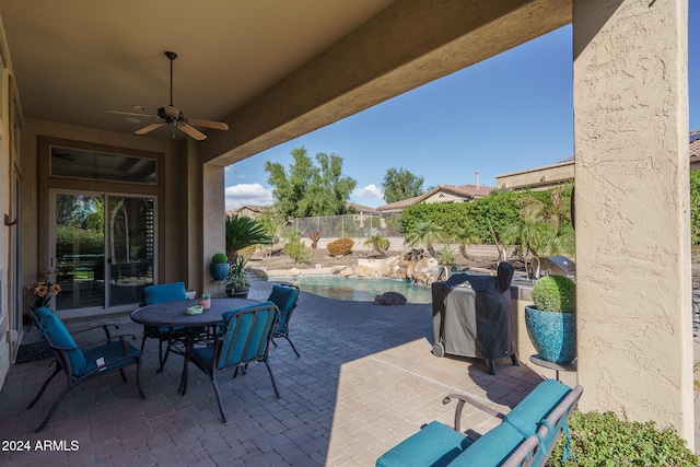 view of patio / terrace with ceiling fan