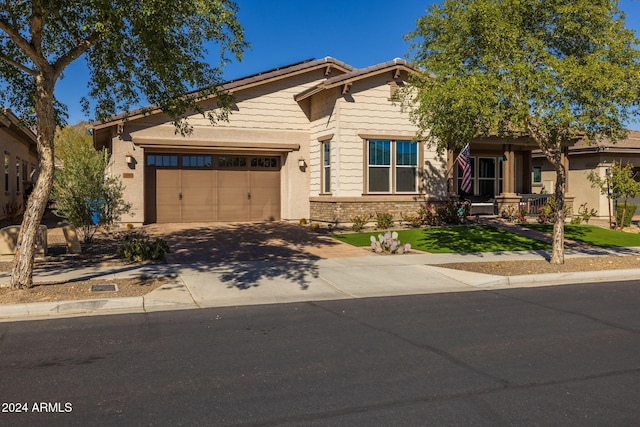 craftsman inspired home featuring a garage