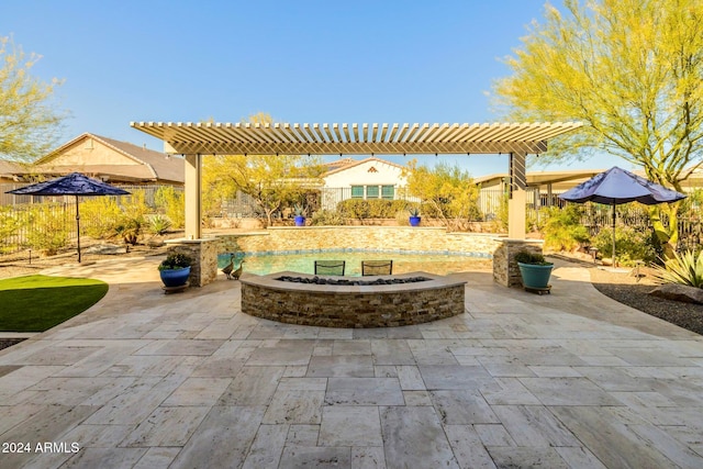 view of patio with a pergola and a swimming pool