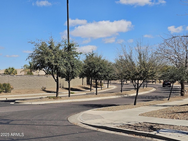 view of street with curbs and sidewalks