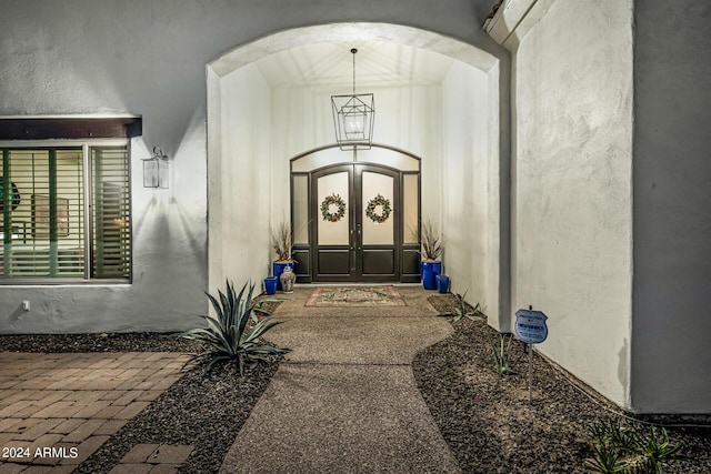 property entrance featuring french doors