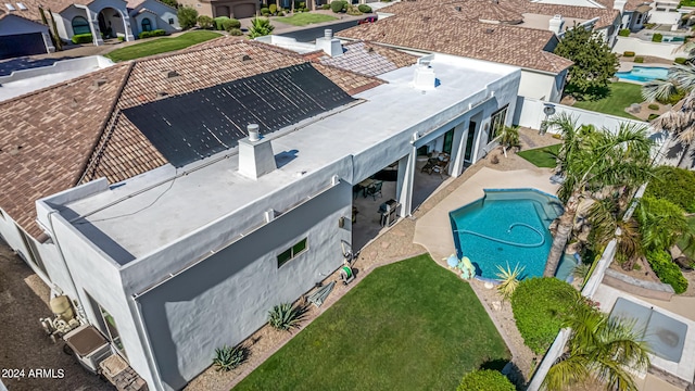 drone / aerial view with a residential view