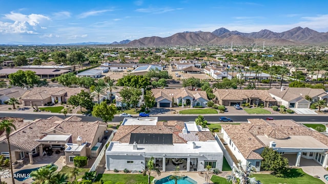 bird's eye view featuring a residential view and a mountain view